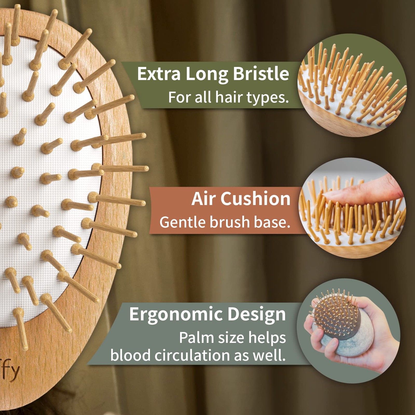 Ergonomic Bristle Gua Sha Hair Brush Scalp Massager for Dandruff & Hair Growth