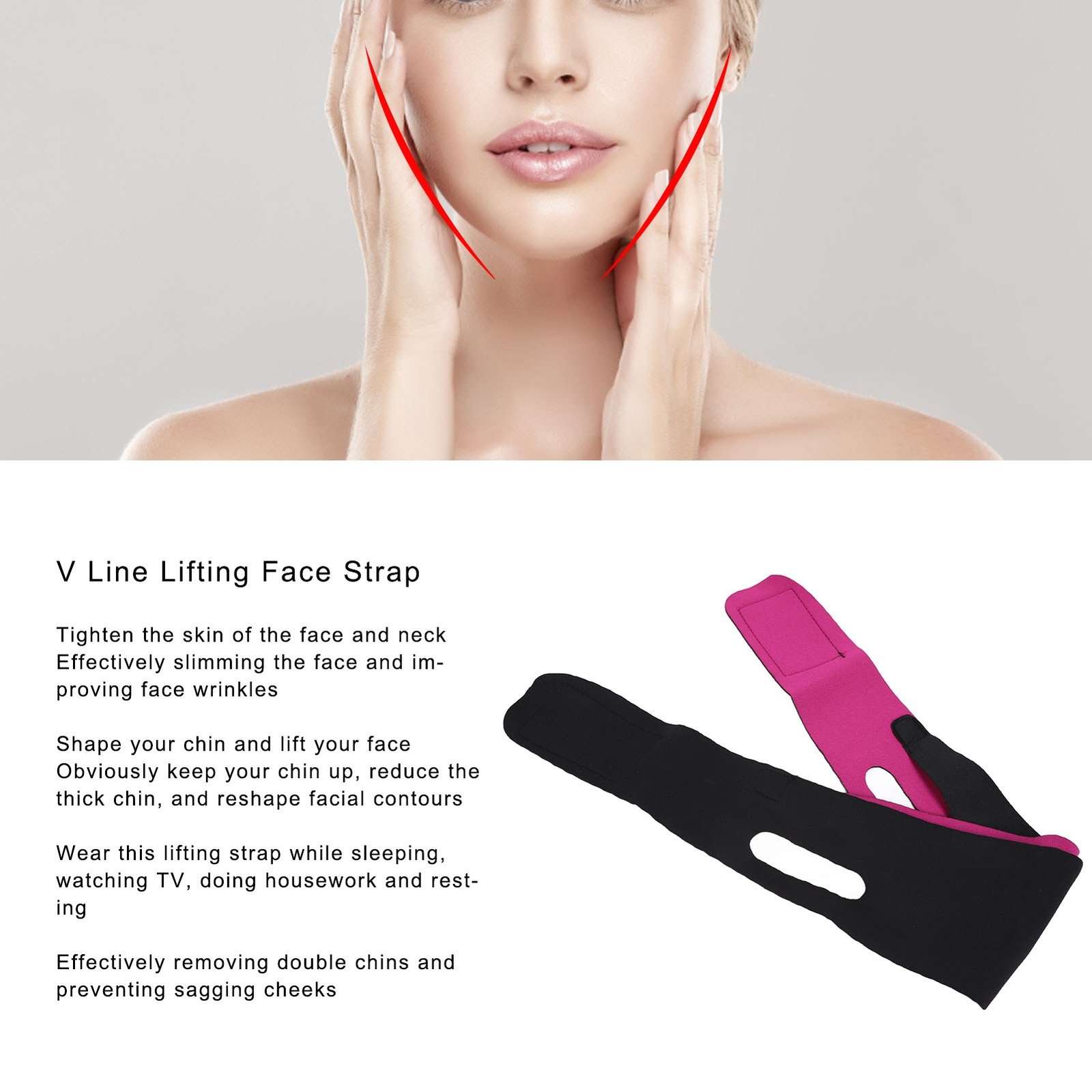 4pcs Face Lifting Strap Remove Double Chin Prevent Sagging V Shaped Slimming WTD