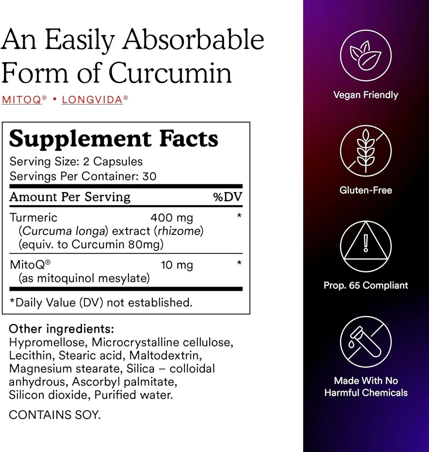 MitoQ Curcumin Advanced CoQ10 Antioxidant – 60 Caps Exp Date 04/2027
