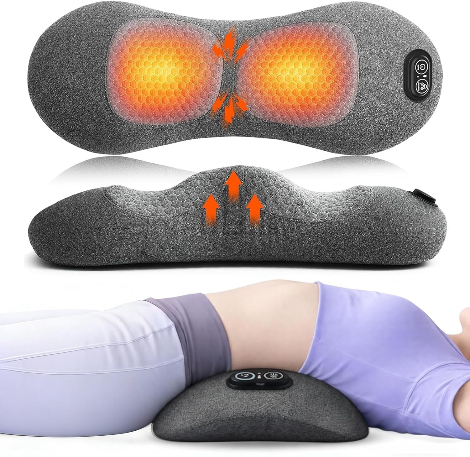 Electric Lumbar Support Pillow 3 In 1 Smooth Spine Triple Fusion Back Massager