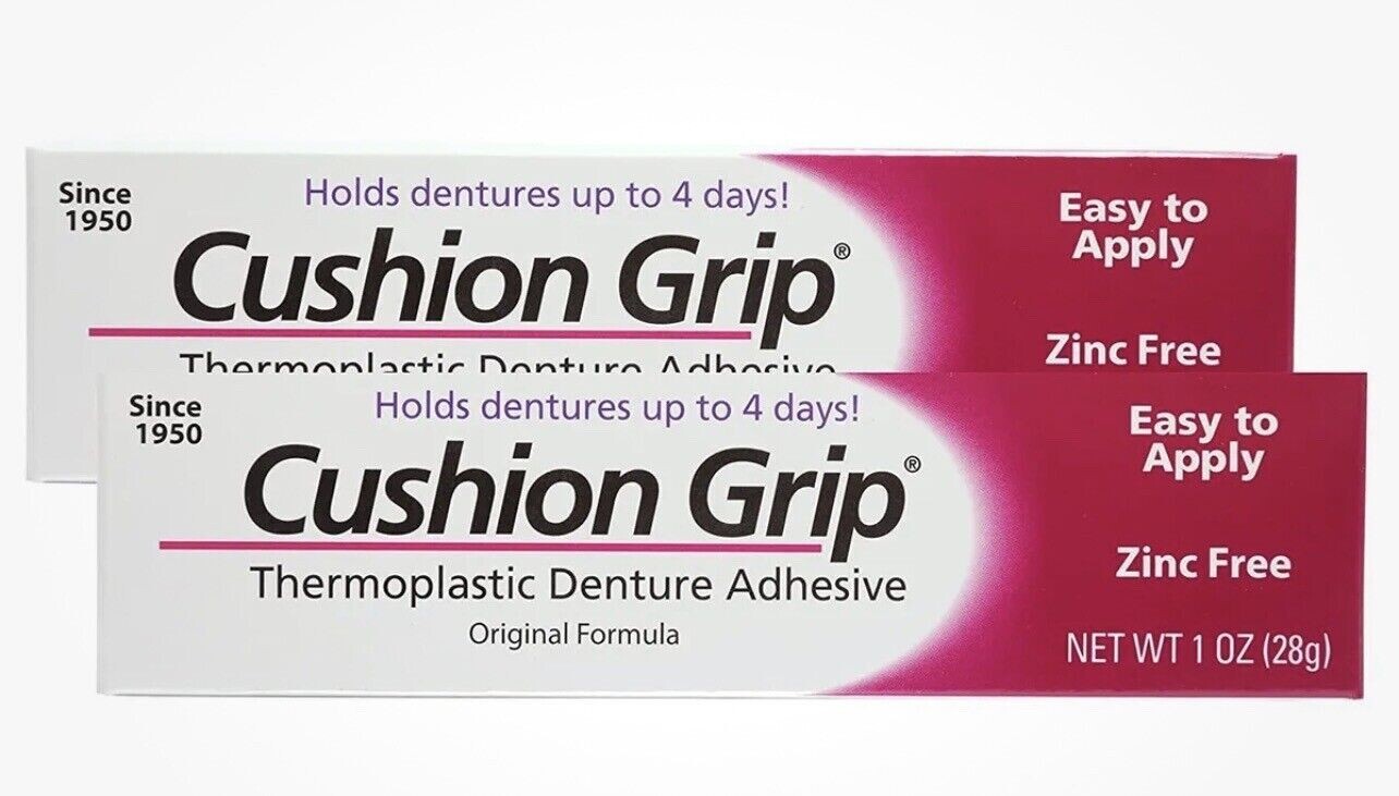 Cushion Grip Thermoplastic Denture Adhesive – 1 oz, Pack of 2