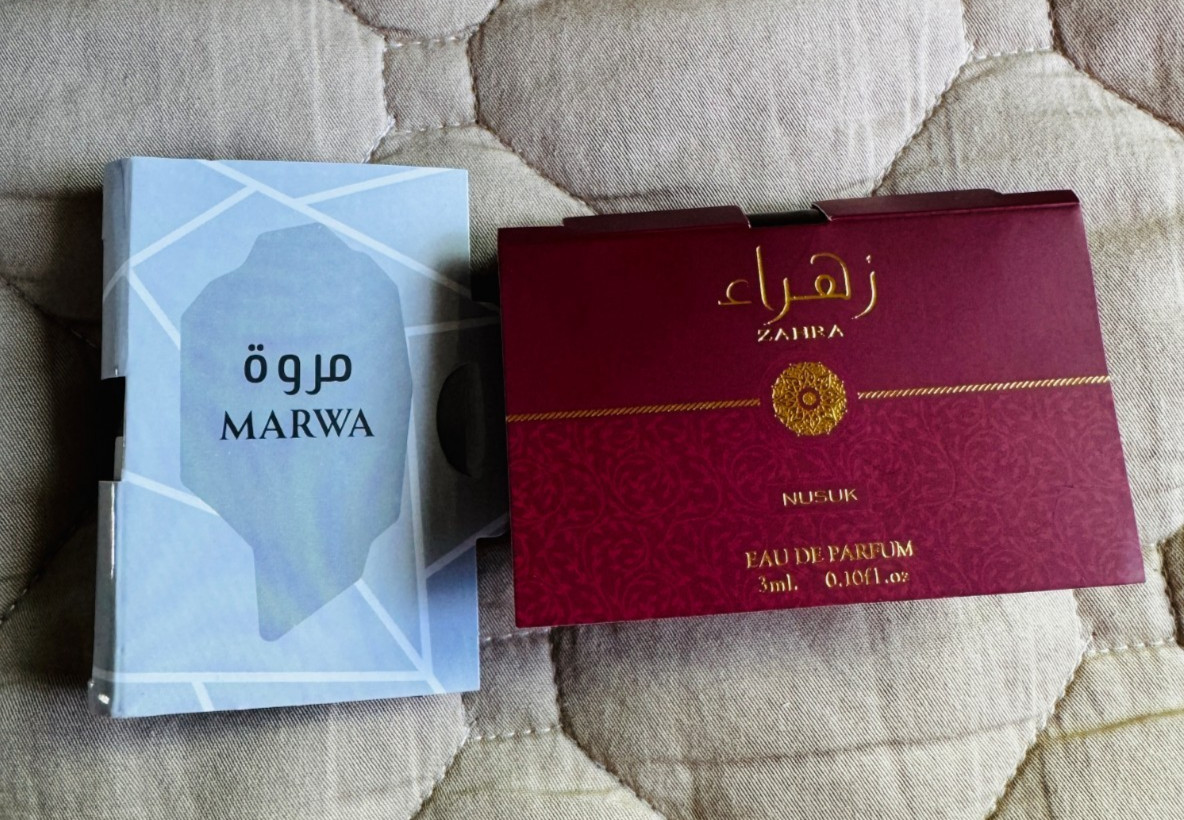 Lot of 2 Marwa and Zahara Nusuk 2ml Sample sprays Authentic dubai fragrances