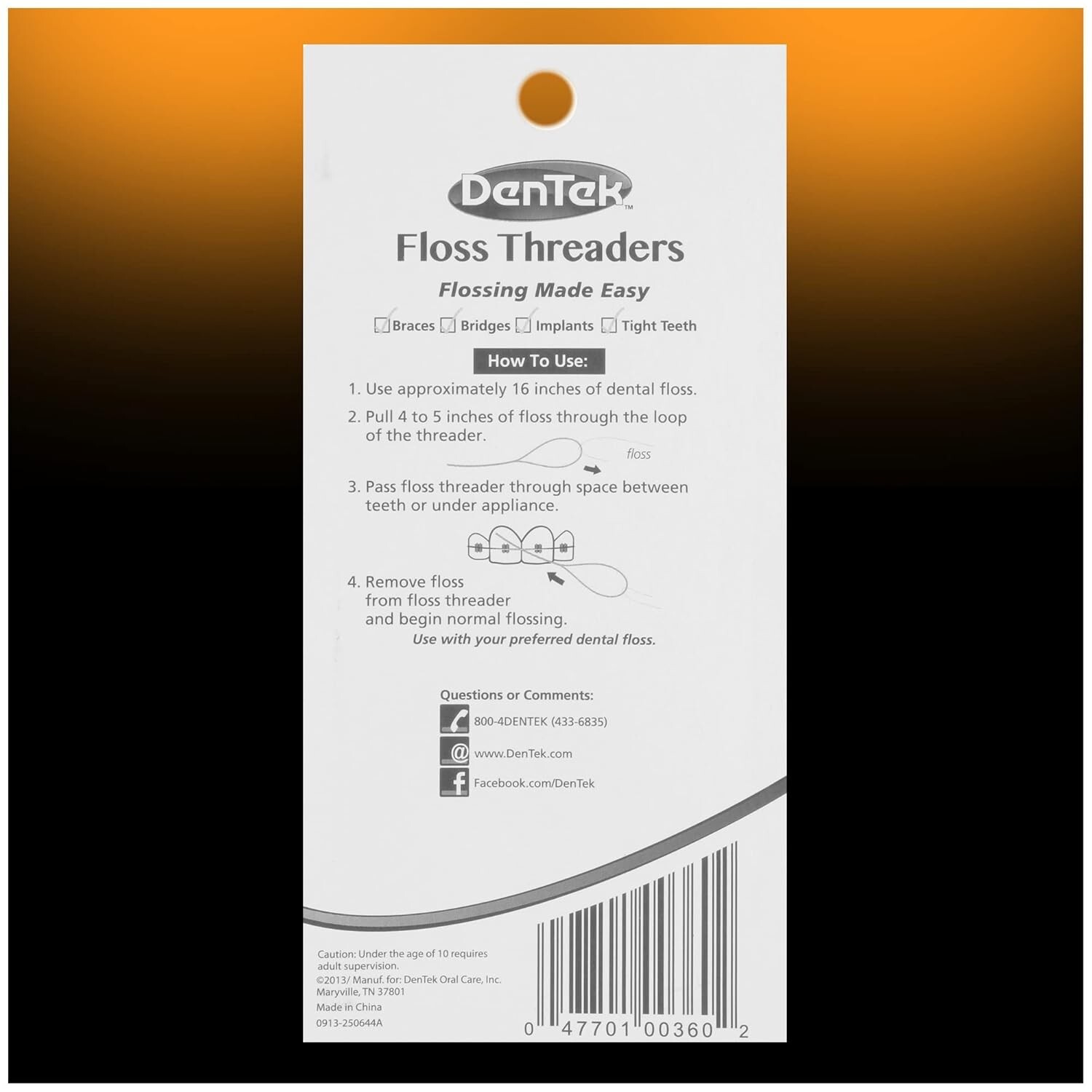 Dentek Floss Threaders | for Braces, Bridges, and Implants | 50 Count (Pack of 1