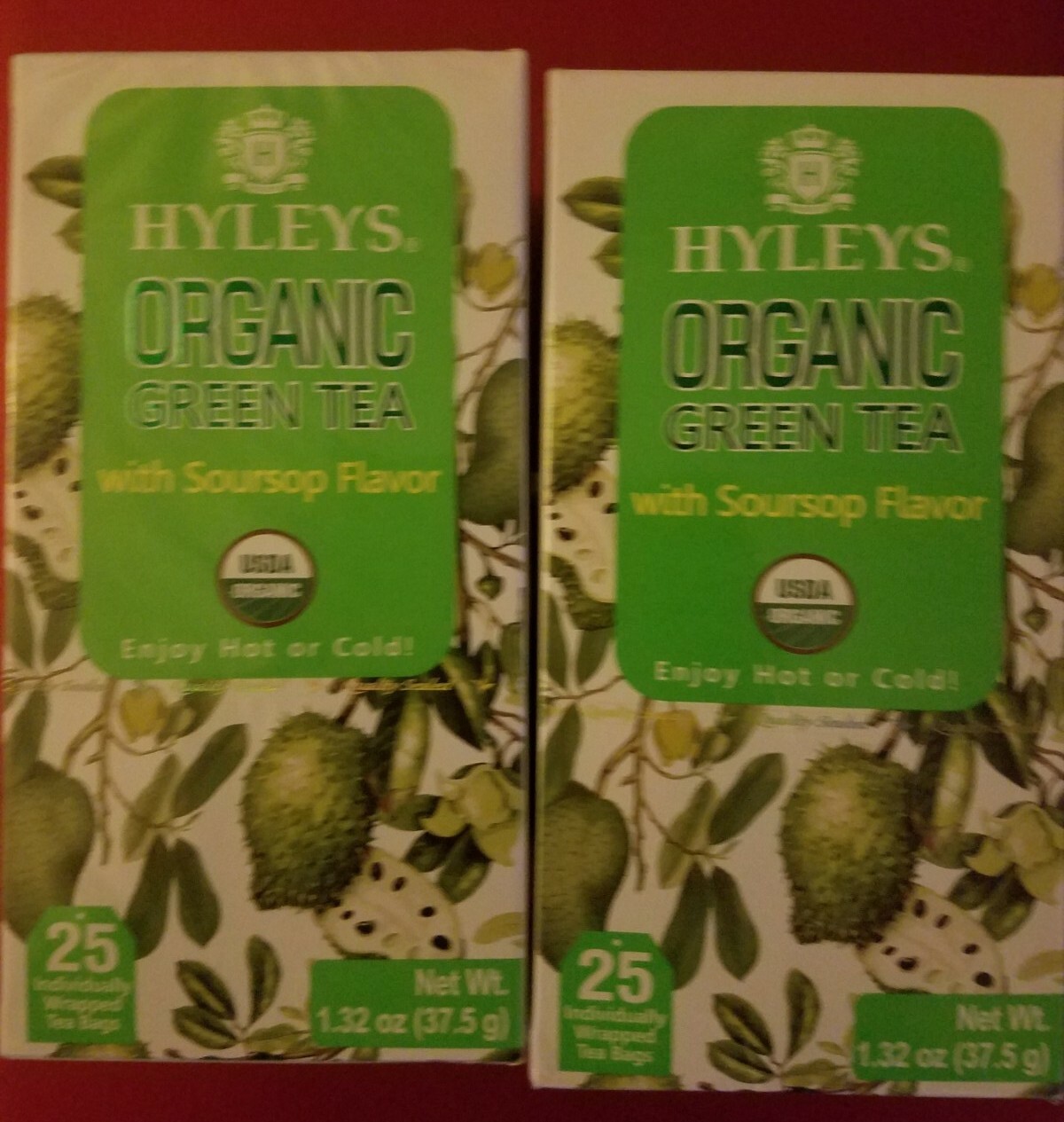 2 PACK HYLEYS ORGANIC GREEN TEA WITH SOURSOUP FLAVOR (50BAGS)