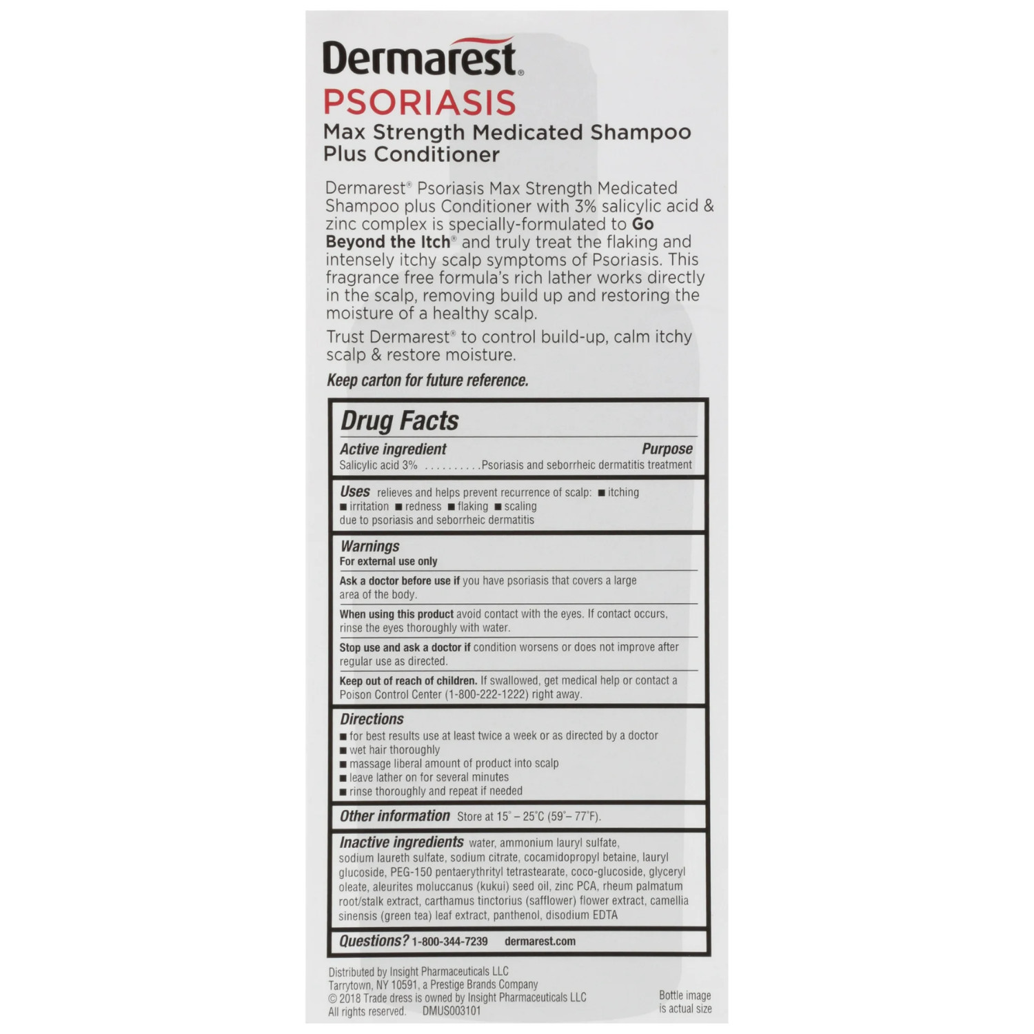 ( Pack of 2 ) Dermarest Psoriasis Medicated Shampoo Plus Conditioner, 8 FL OZ