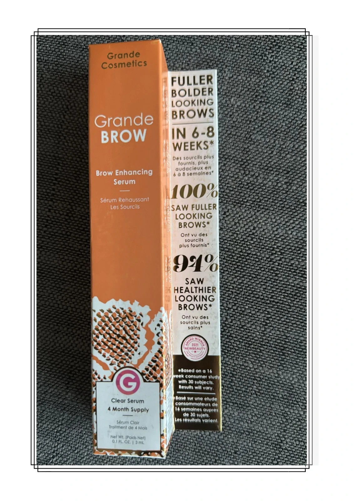 New Grande BROW EYEBROW Exp 2027 Enhancing Serum 0.1 oz – 3 ml 4 Month supply US