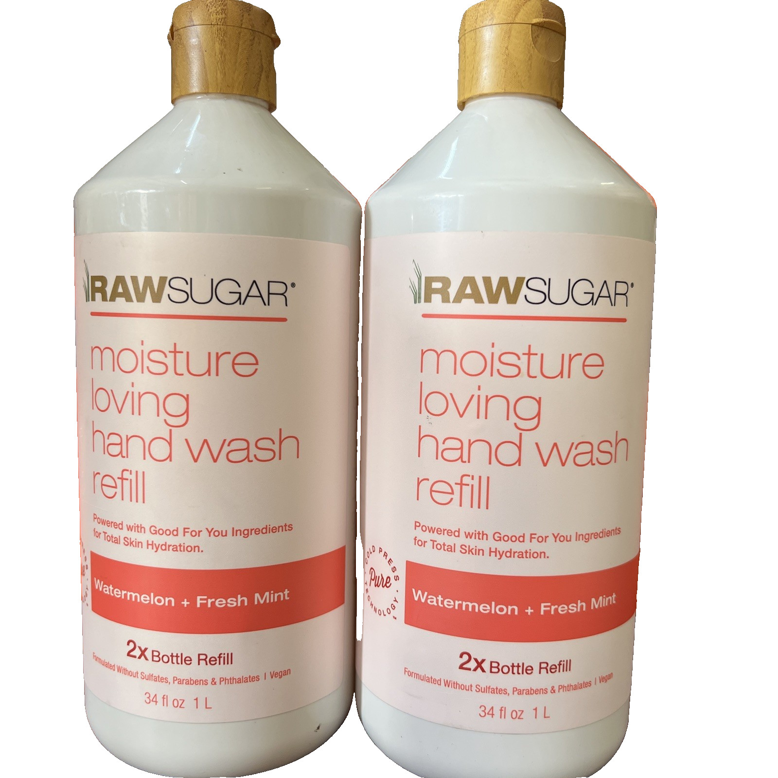 Raw Sugar Moisture Loving Hand Wash Refill Watermelon & Mint 34 Fl Oz Lot Of 2