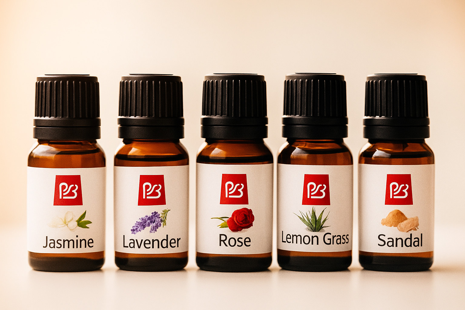 Lavender Jasmine Rose Sandal Lemongrass Essential Oil 10ml x 5 | Pure Set