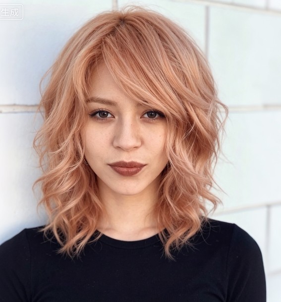 Strawberry Blond Bob Wave Highlight 100% Human Hair Lace Front Wigs