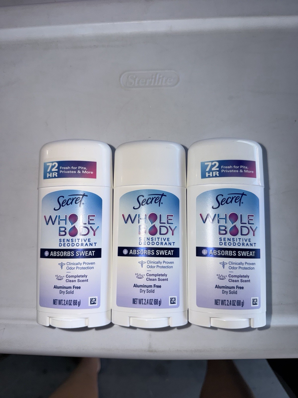 3PK Secret Whole Body Sensitive Deodorant Completely Clean 2.4oz New