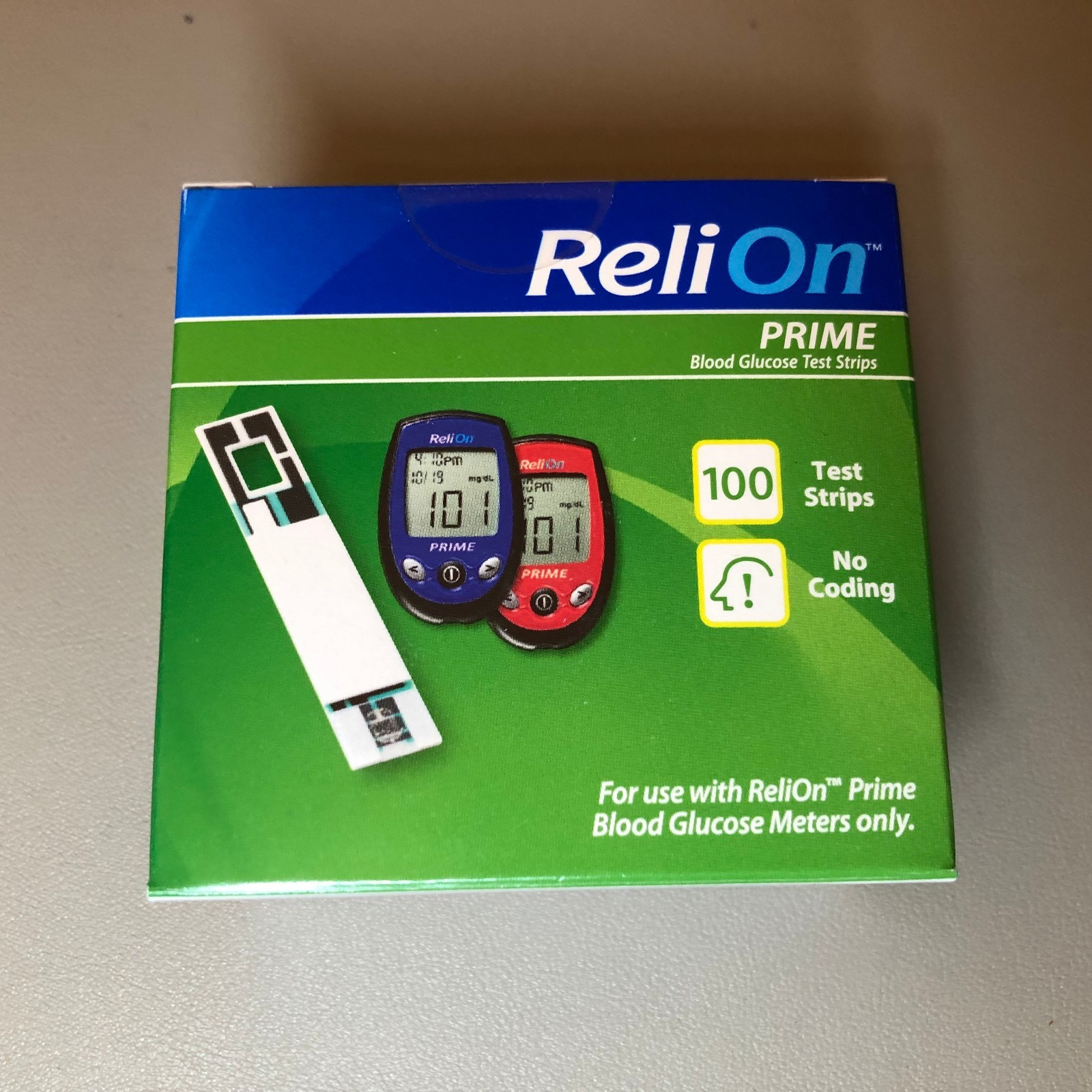 100 ReliOn Prime Test Strips EXP 02/2027 or Later Date , FREE SHIPPING