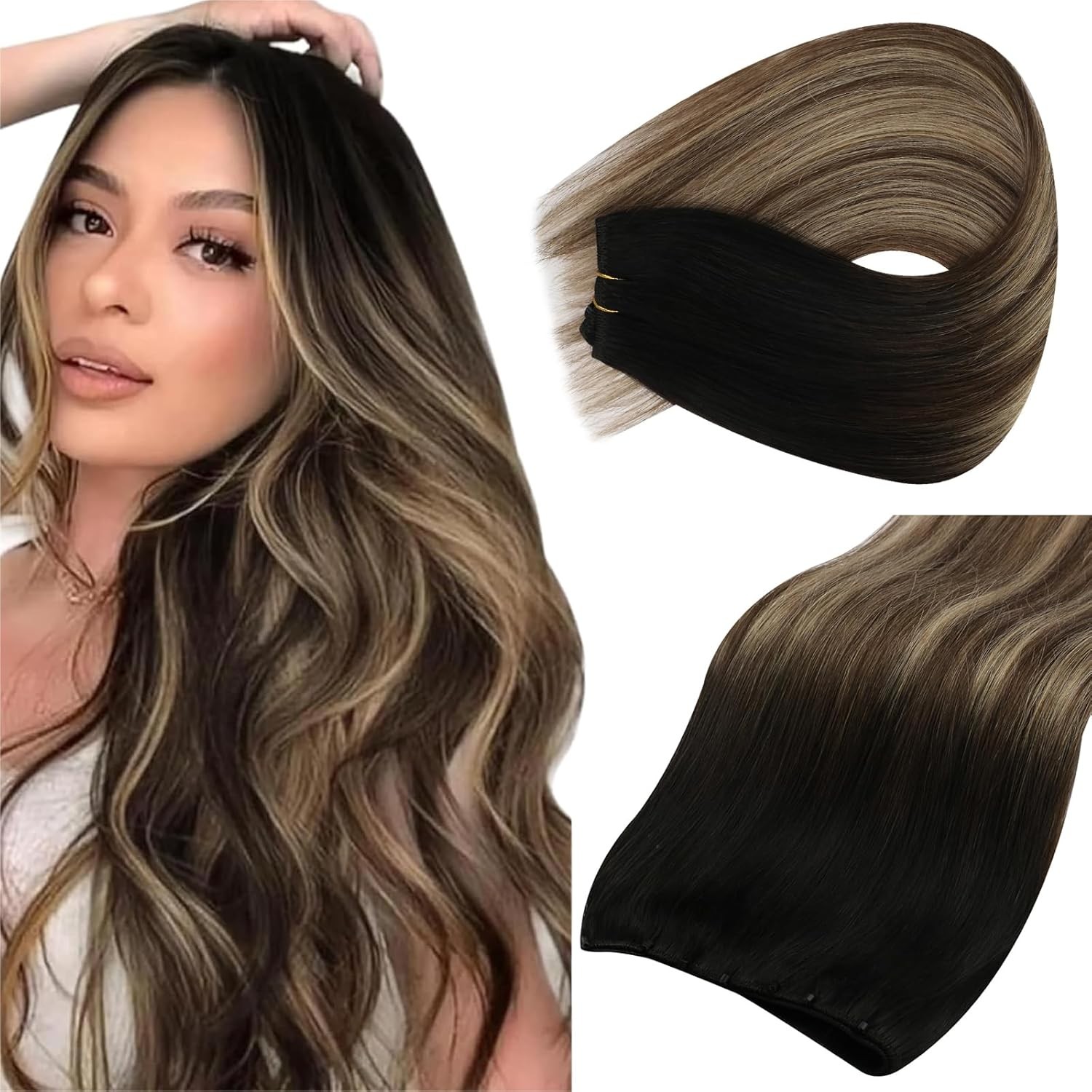 Sunny Hair BEADED 20in Brown/Platinum Blonde Hair Extensions – MB_6-60-6_20_50G3
