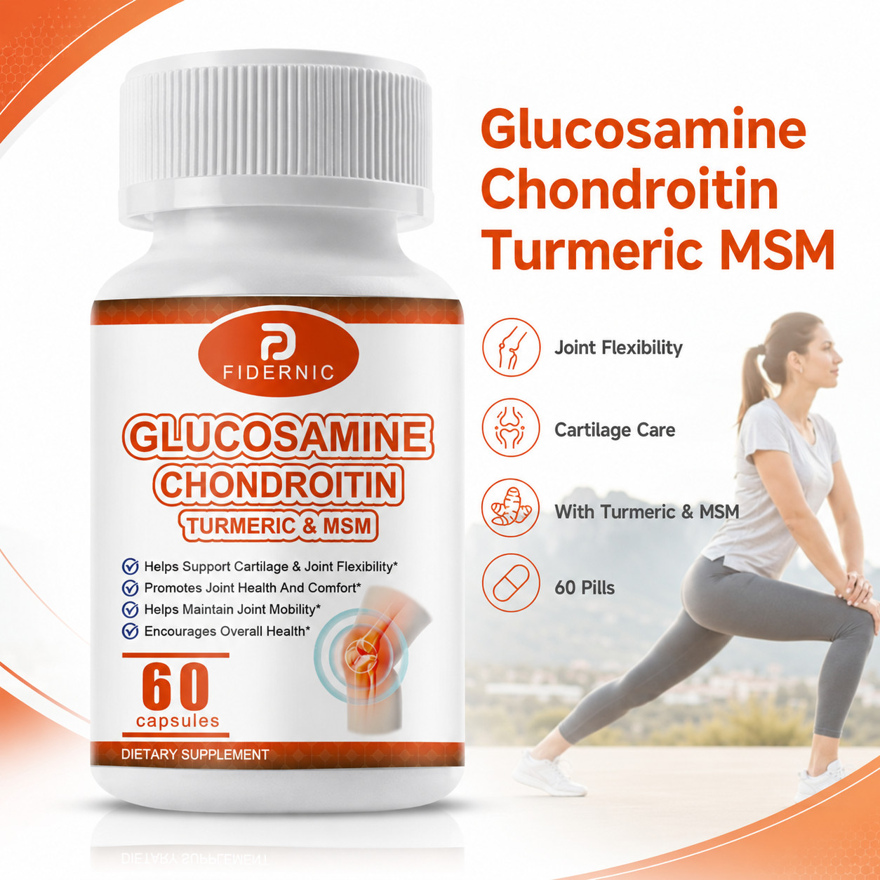 Glucosamine Chondroitin Turmeric MSM 60 Capsules Joint Support