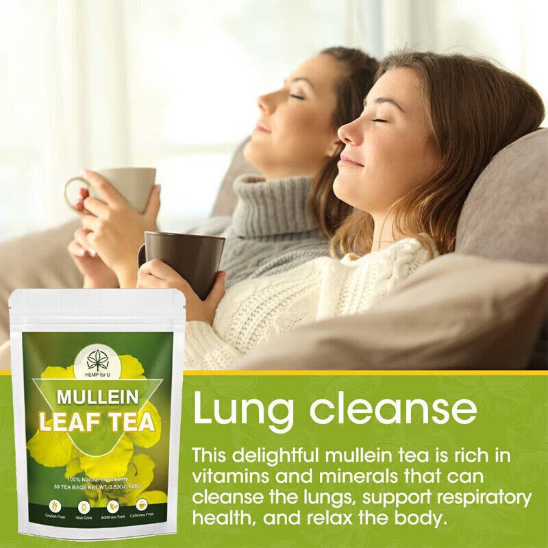 Mullein Leaf Tea – Respiratory and Lung Cleanse Herbal Tea Natural 40 Tea Bags