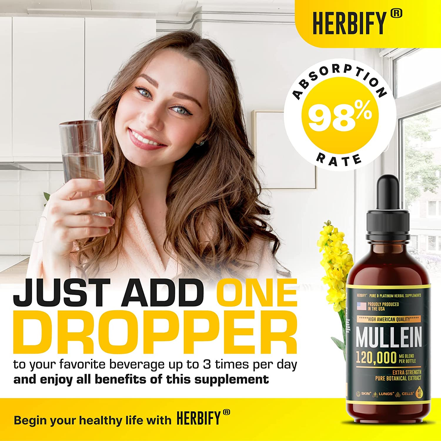 Powerful Mullein Drops – Lung Cleanse & Immune Support – 4 Oz