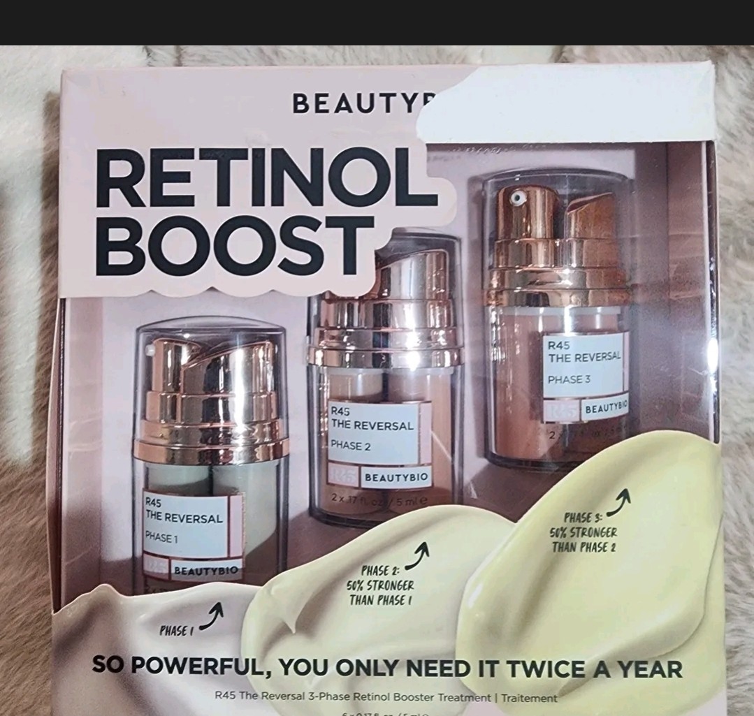 NIB~ BeautyBio Retinol Boost R45 The Reversal Treatment 3 Phase Set Peptides