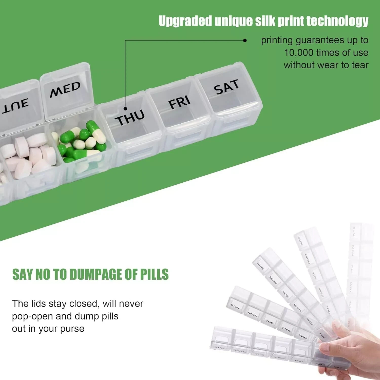 Clear Extra Large Weekly Pill Box Organizer 7 Day Jumbo Pill Case