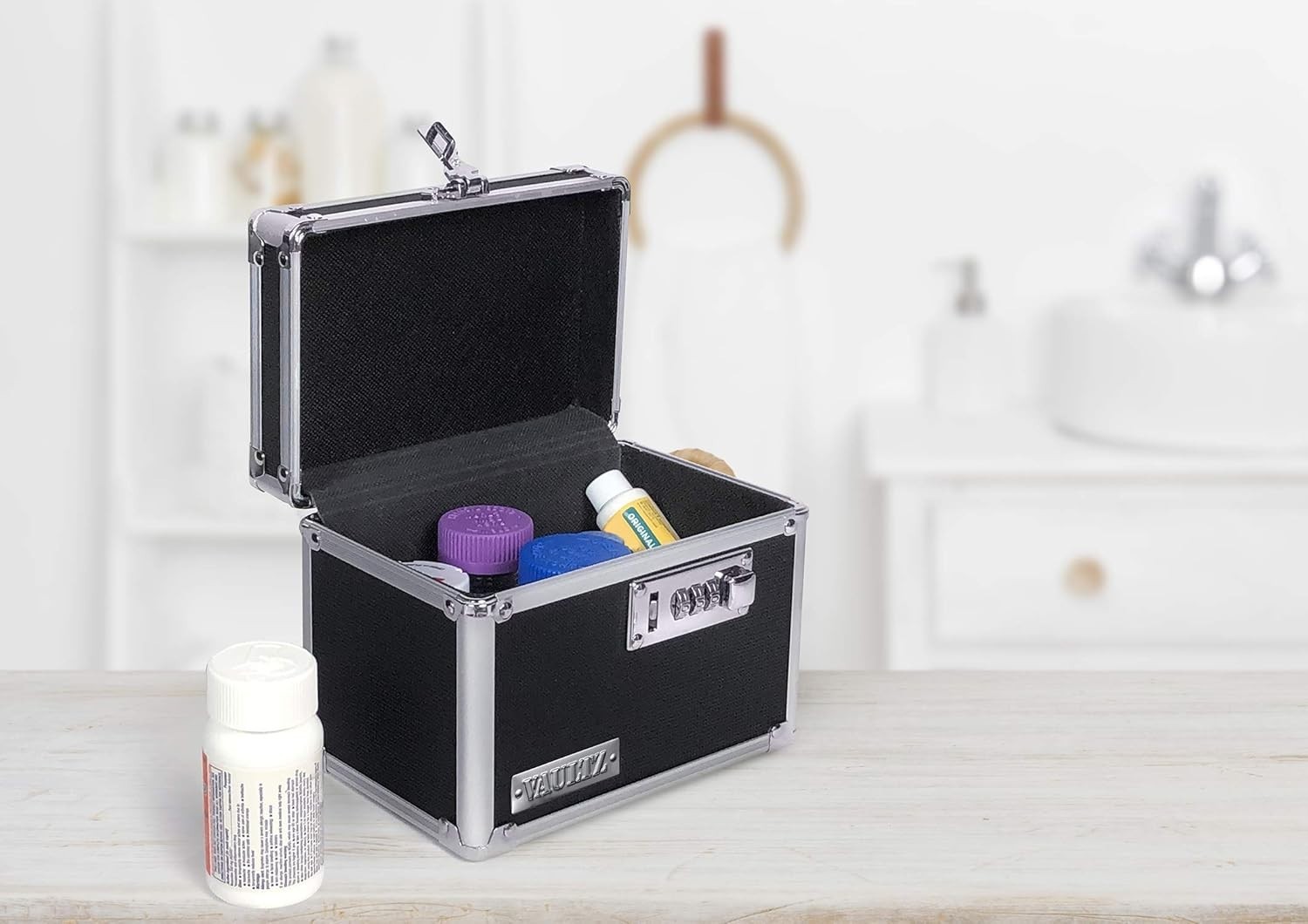 Locking Medicine Box with Combination Lock – Secure Metal Lock Box Safe for M…