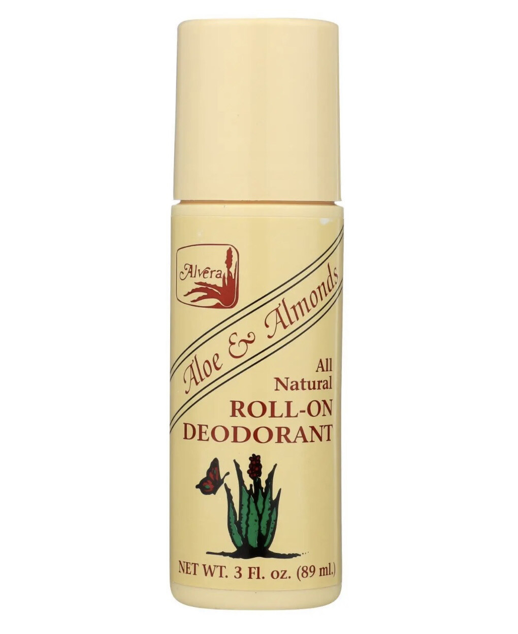 One (1) Alvera All Natural Roll-On Deodorant Aloe & Almond Discontinued Ex 12/23