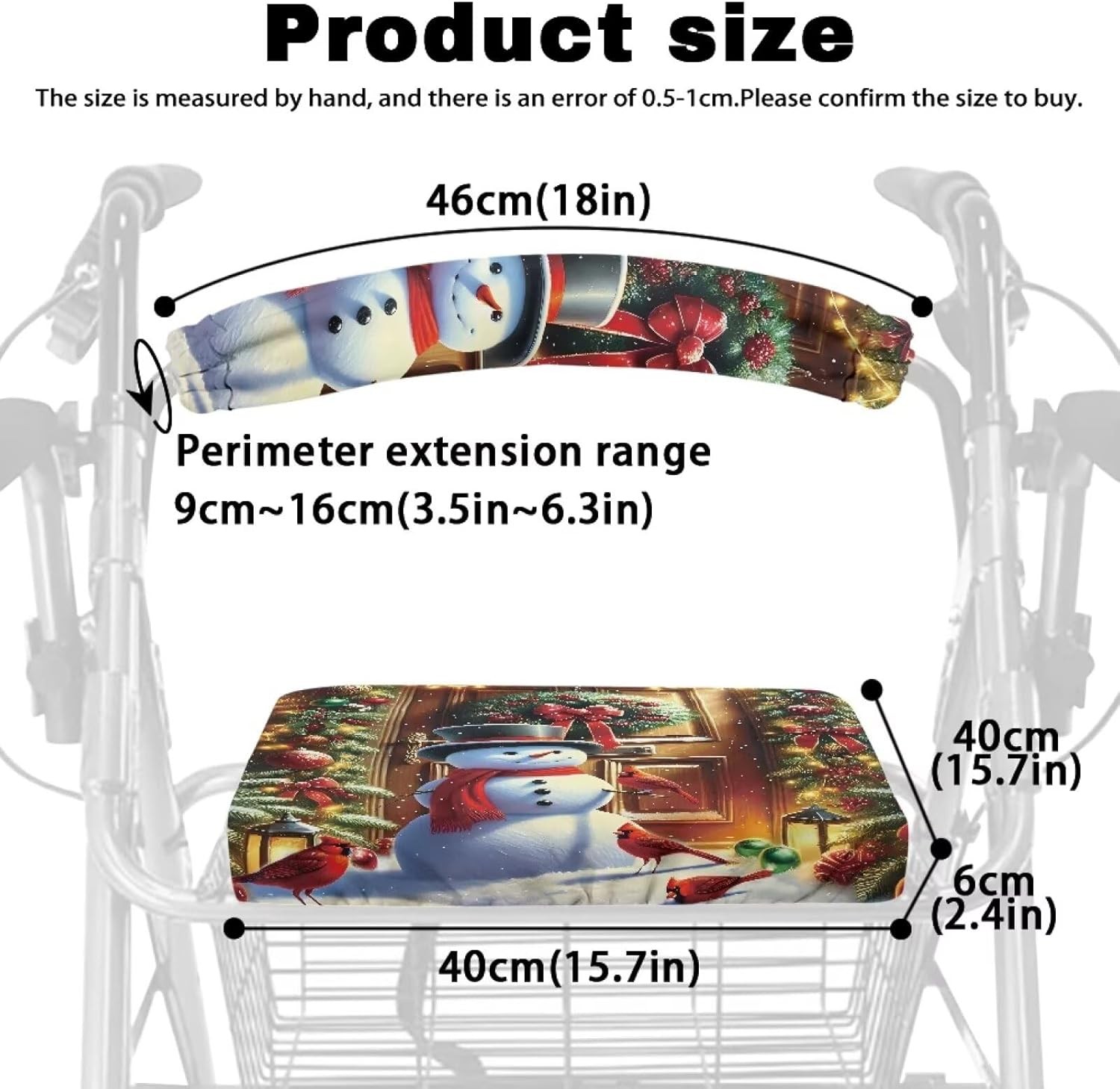 Gomyblomy Christmas Walker Accessories for Seniors Soft Rollator Walker Seat and