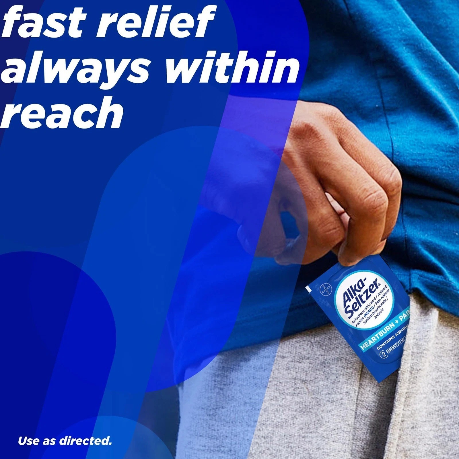 Alka-Seltzer Effervescent Tablets Original Flavor, Fast Multi-Symptom Relief
