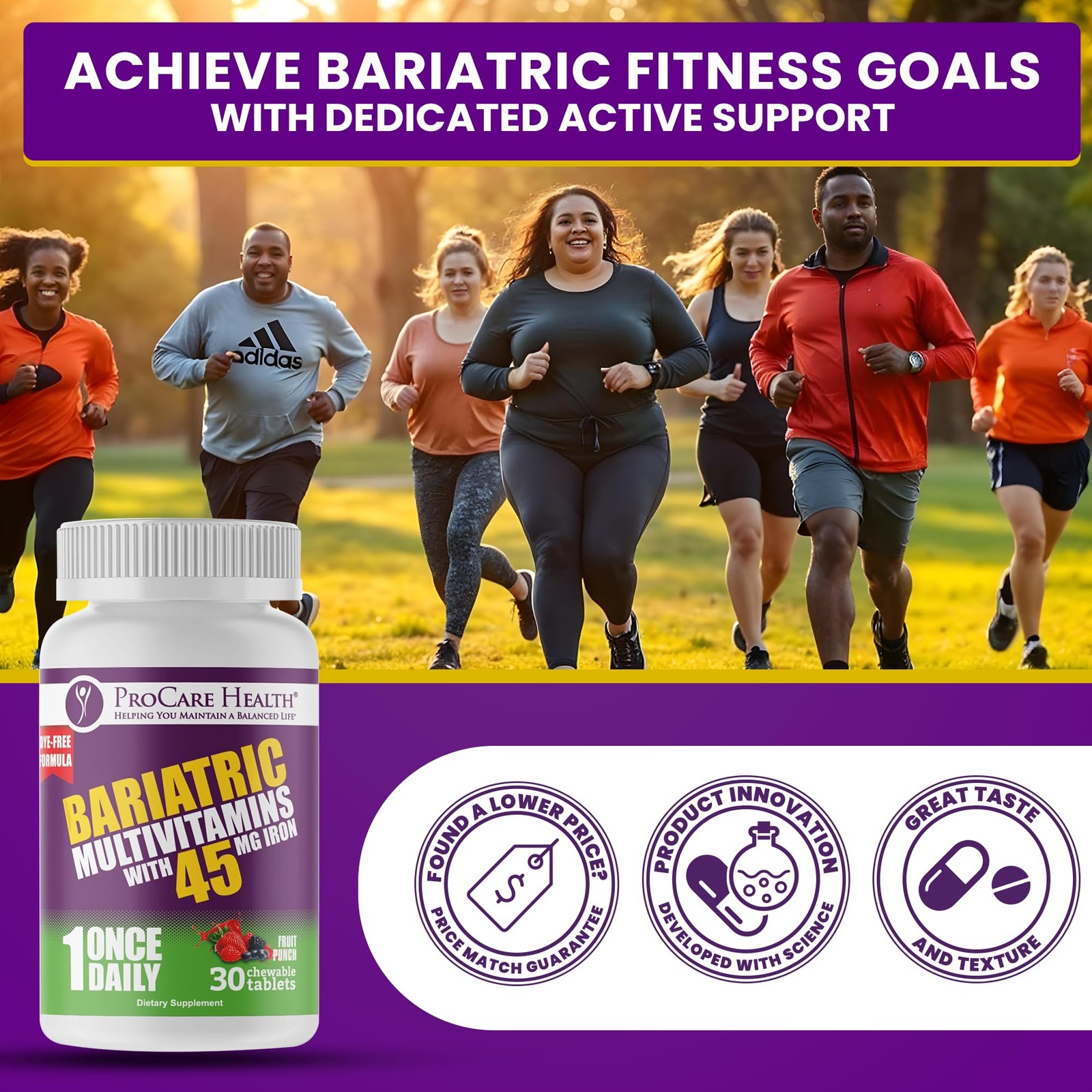Multivitamina Bariatrica | Masticable | 45 Mg L Ponche De Frutas | 30 Unidades