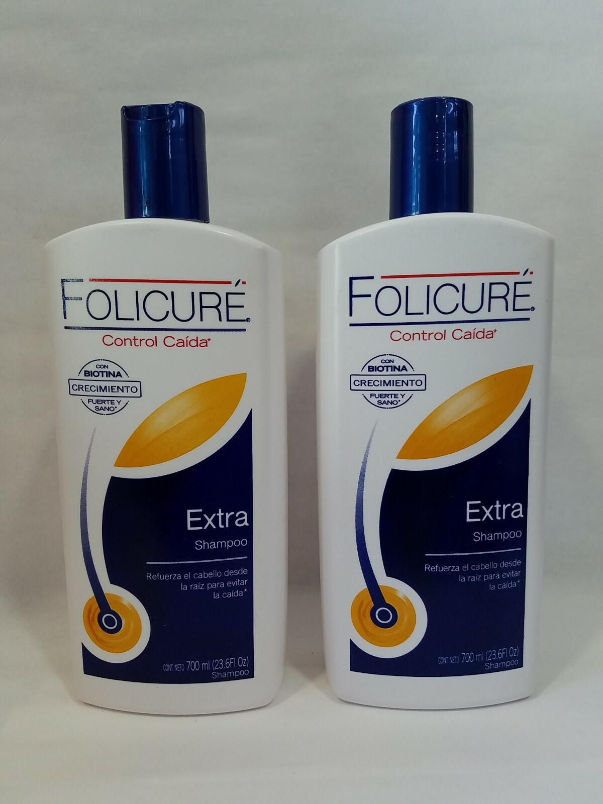 2 FOLICURE Extra SHAMPOO FOR FULLER THICKER HAIR 23.6 fl oz.Reduce Caida 72%
