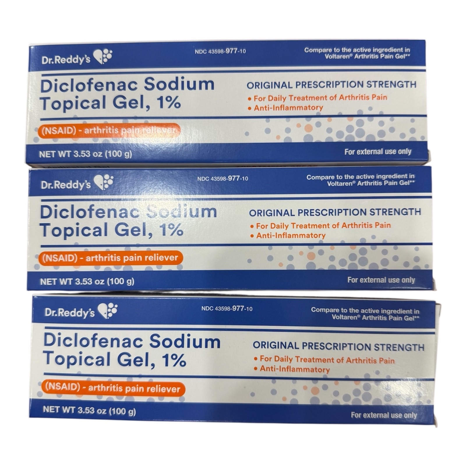3 – pack Dr Reddy’s Diclofenac Sodium Topical Gel 1% Arthritis Pain Reliever