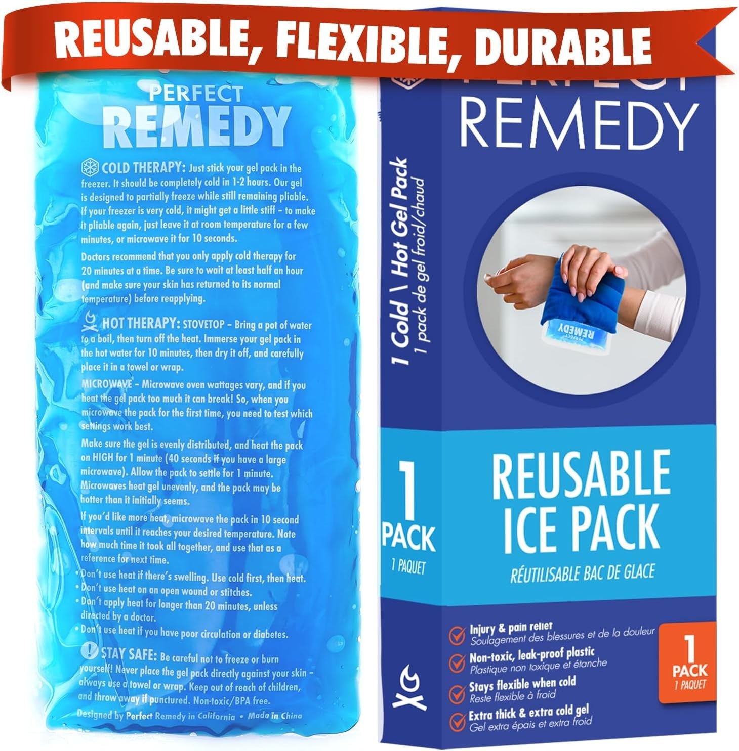 Reusable Gel Ice Pack for Targeted Pain Relief – Flexible Hot & Cold Therapy
