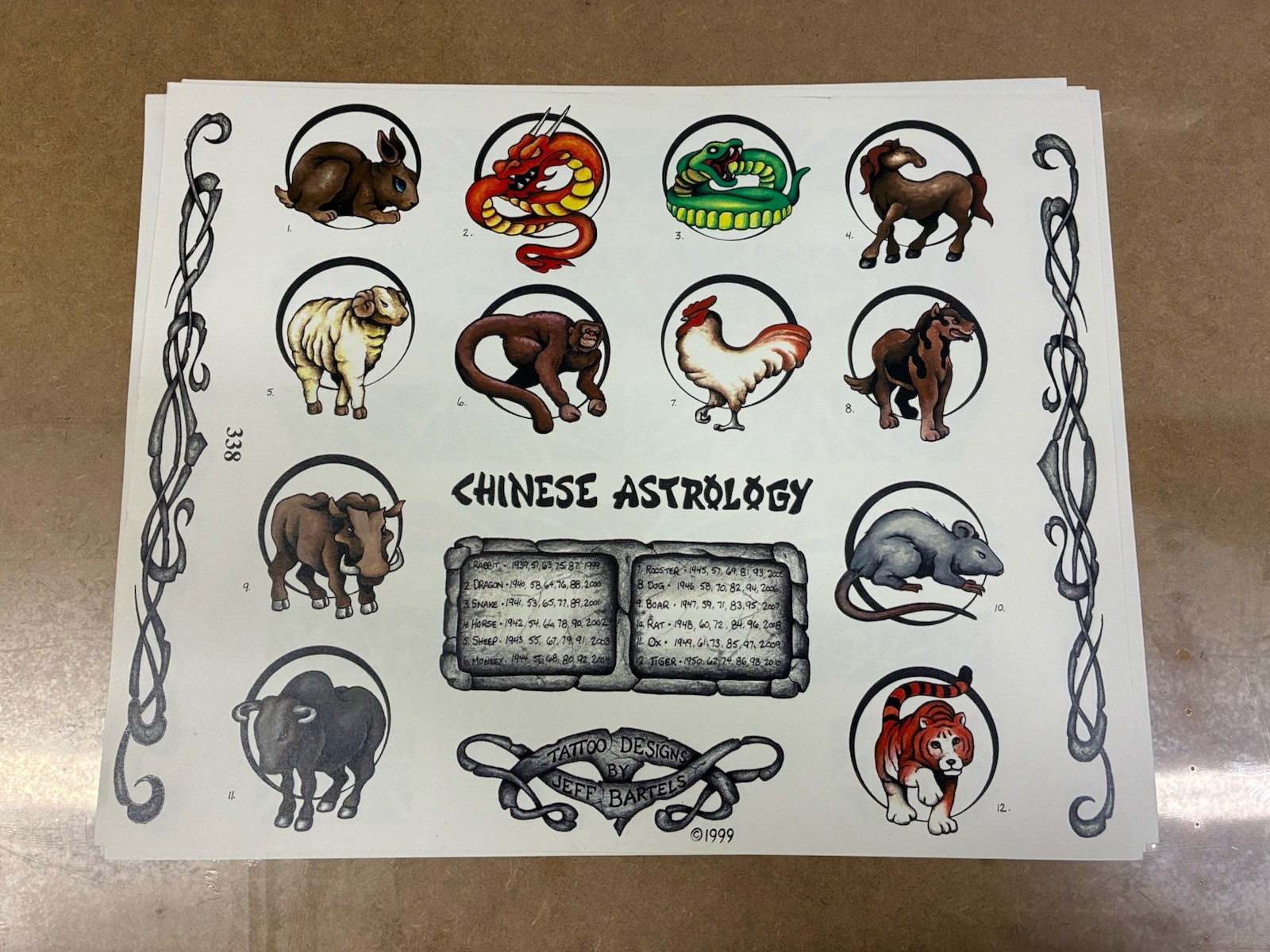 Tattoo Flash Single Sheet Print by Jeff Bartels Traditional Style 11” X 14” 338