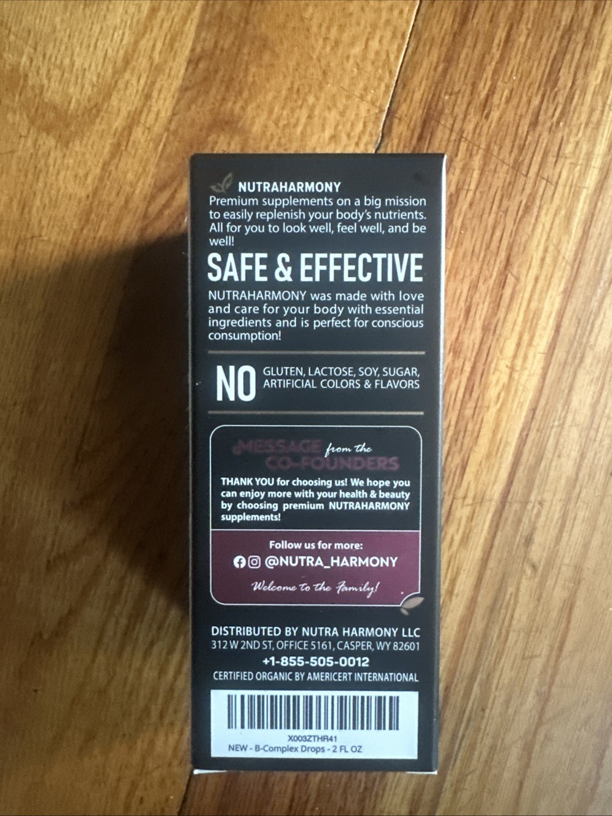 Nutra Harmony Organic B-Complex Liquid Drops 8-in-1 with B12 ~2 fl oz New Sealed
