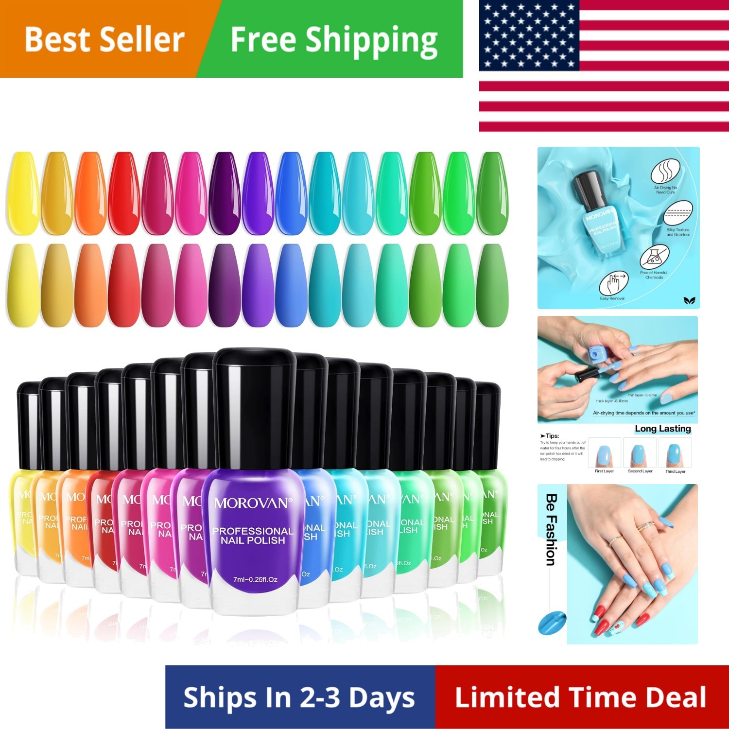 15 Bright Color 0.27oz Air Quick Dry Nail Polish Gift Set for Women