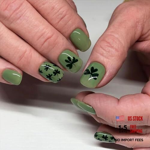 24 Pcs St. Patrick’s Day Press on Nails Square St.Patrick’s Day Fake Nails -4
