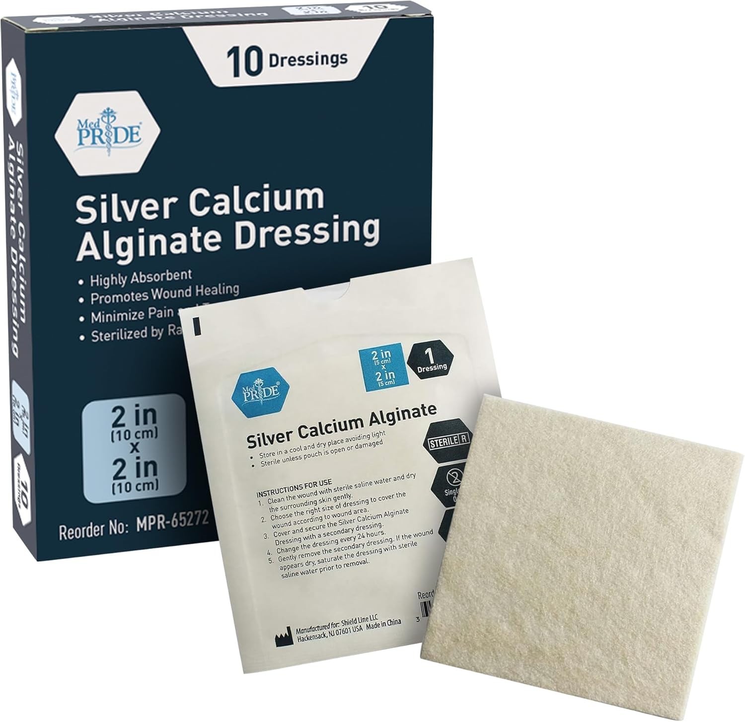 MED PRIDE Silver Calcium Alginate Wound Dressings 2×2 4×5 4×8 Nonstick 20-40ct