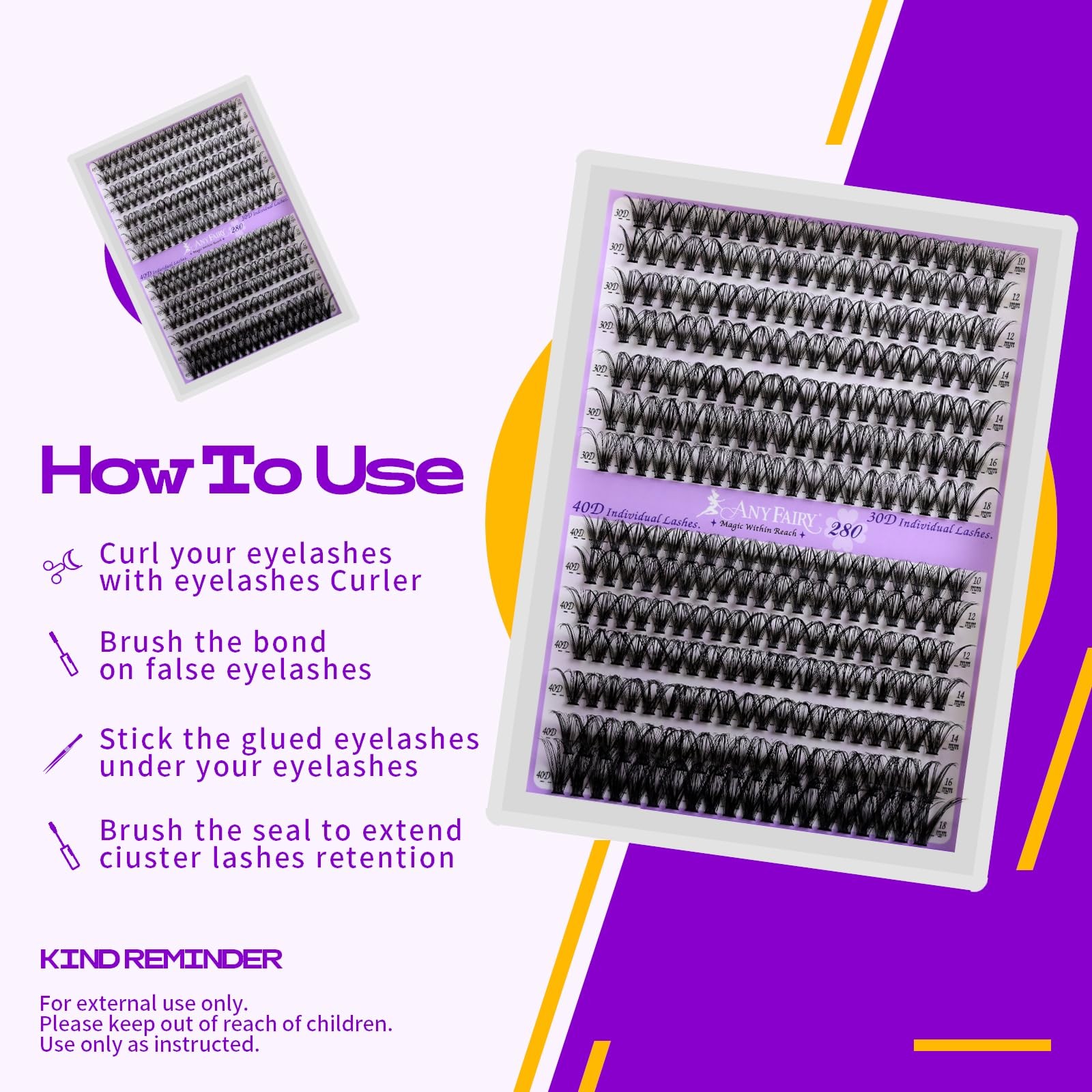 AnyFairy Lash Clusters kit DIY Extension 1 pair (Pack of 1), 30D-40D