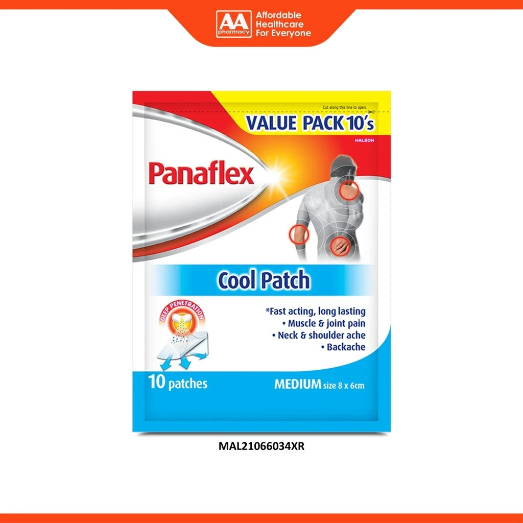 Panaflex Cooling Patch 10 Pack Fast Pain Relief Back Neck Shoulder Easy Peel