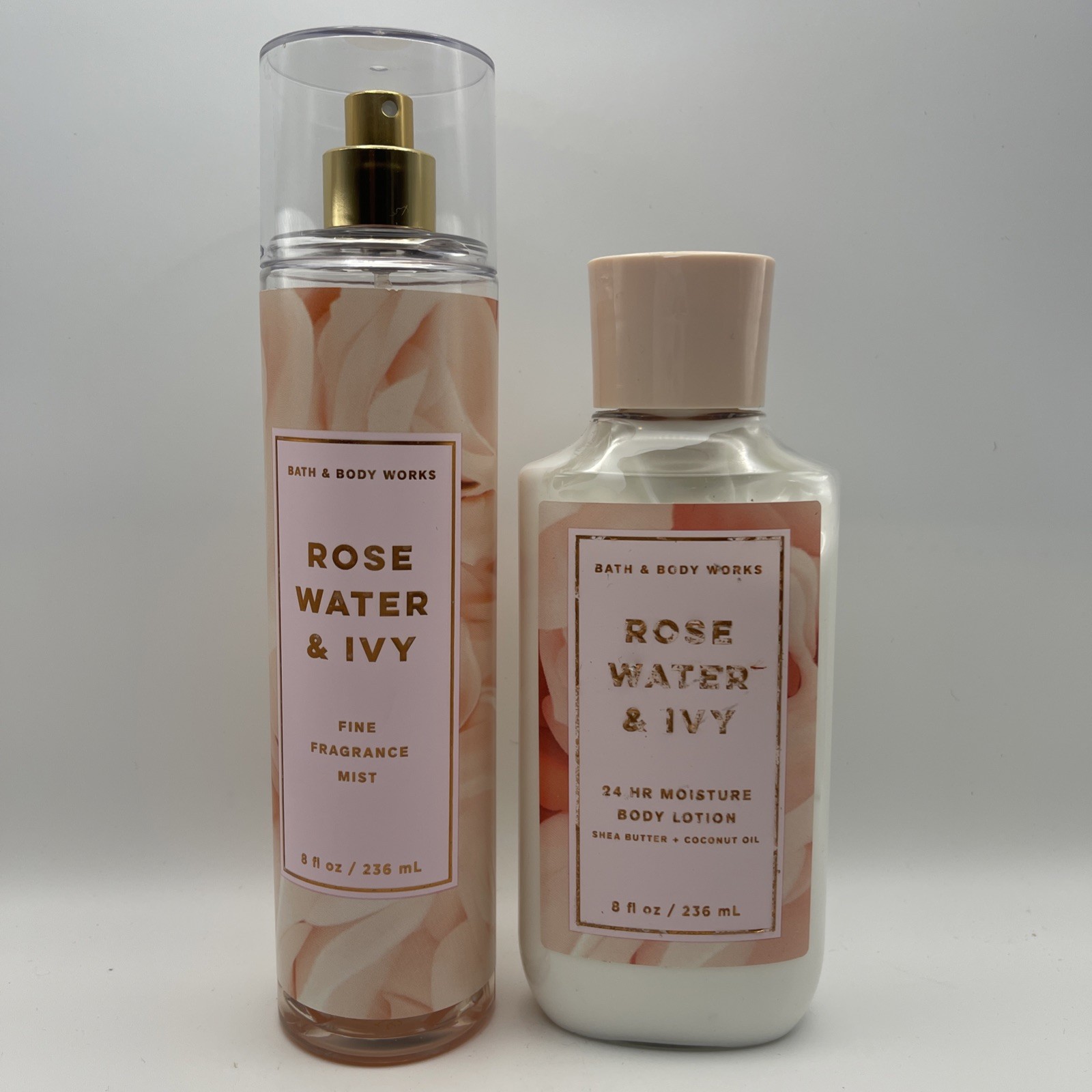 Set Bath & Body Works ROSE WATER & IVY 8oz Mist And Lotion * See Description