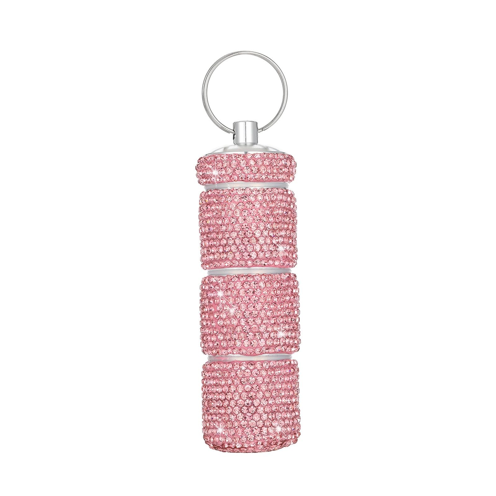 Veseek Keychain Pill Holder Box Travel Small 1.14″ x x 3.74″, Pink