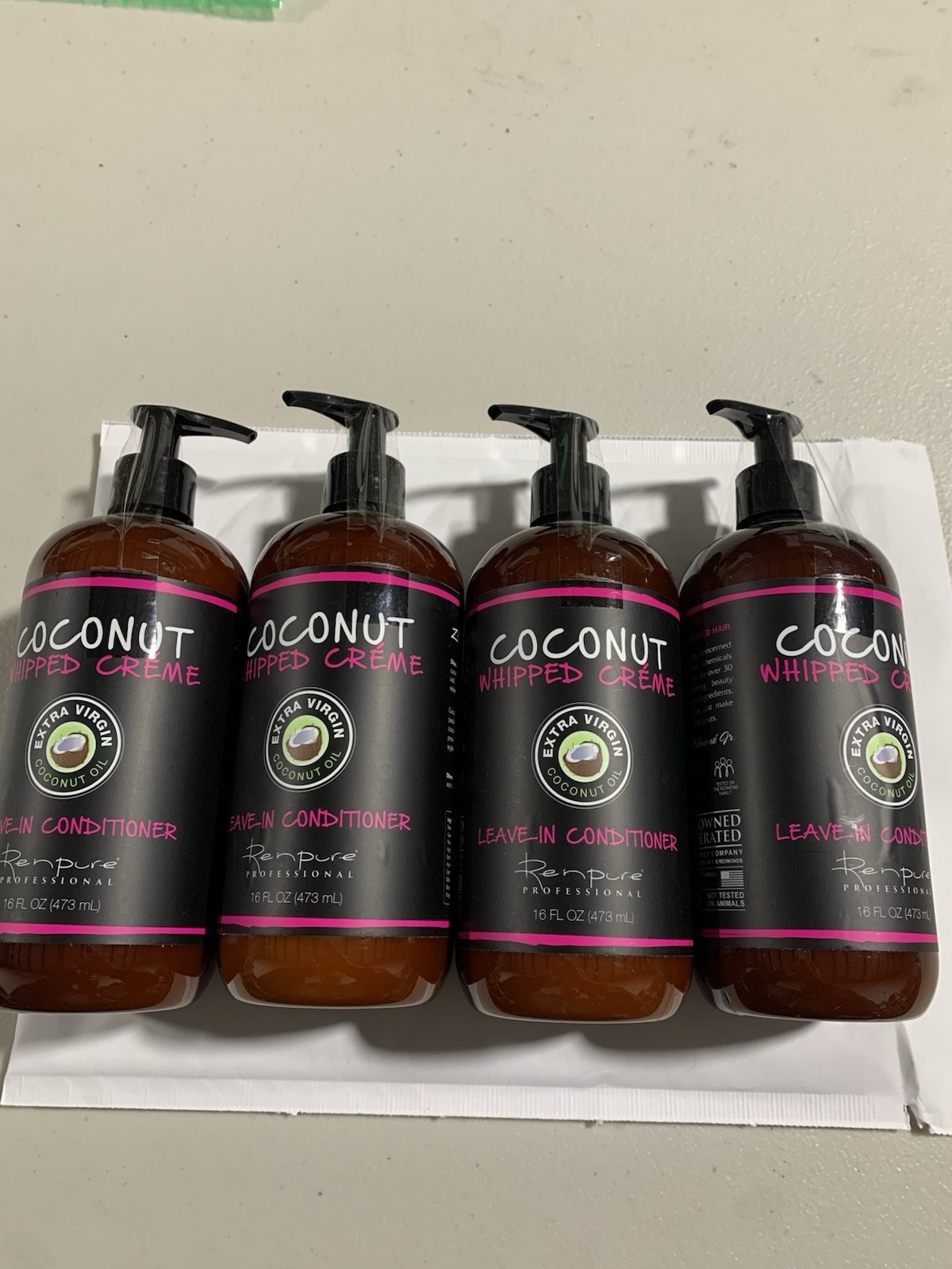 Pack Of 4 Renpure Coconut Whipped Creme Leave-In Conditioner 16 oz