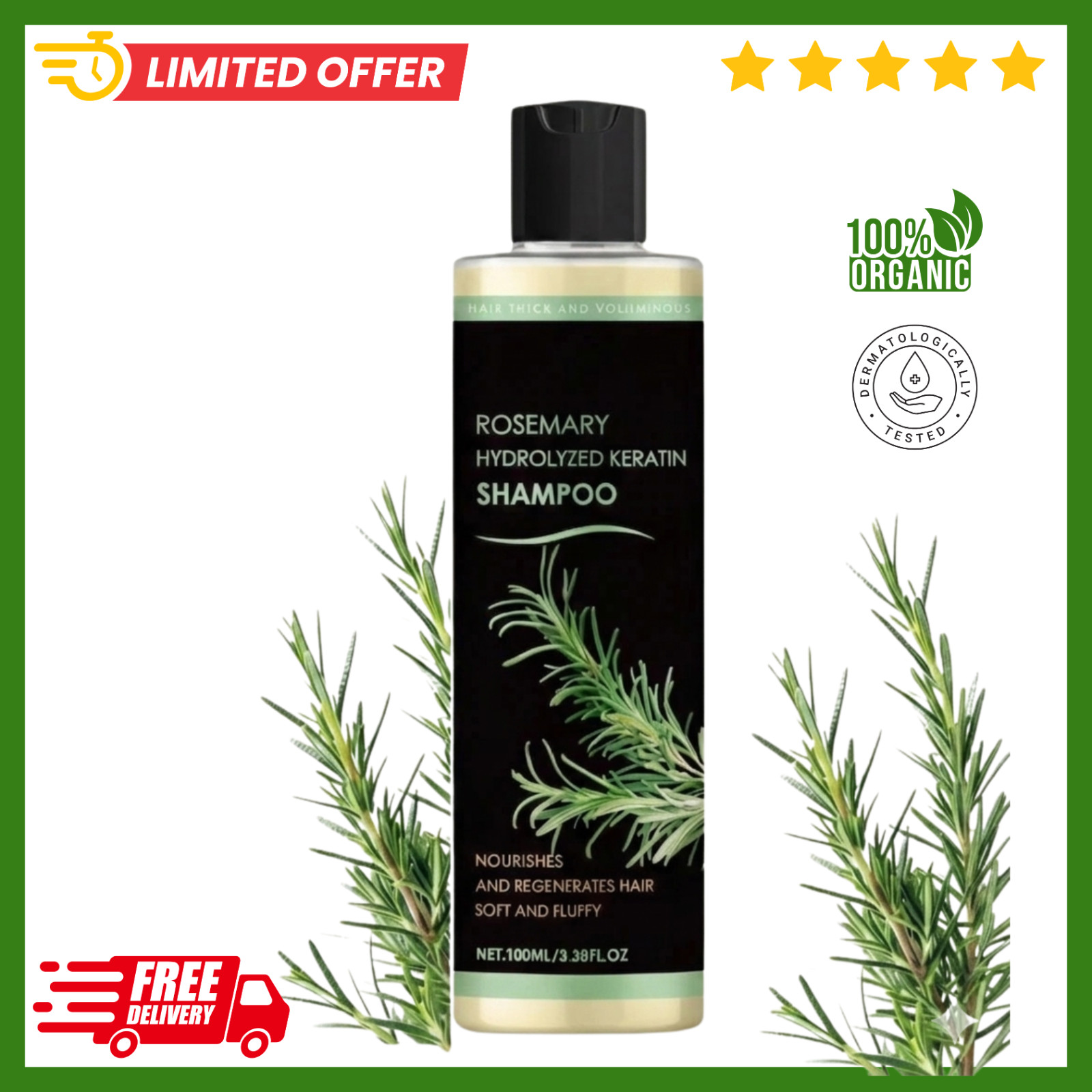 Tgideas Organic Rosemary Hair Growth Shampoo for Women and Men-Natural Thicke…