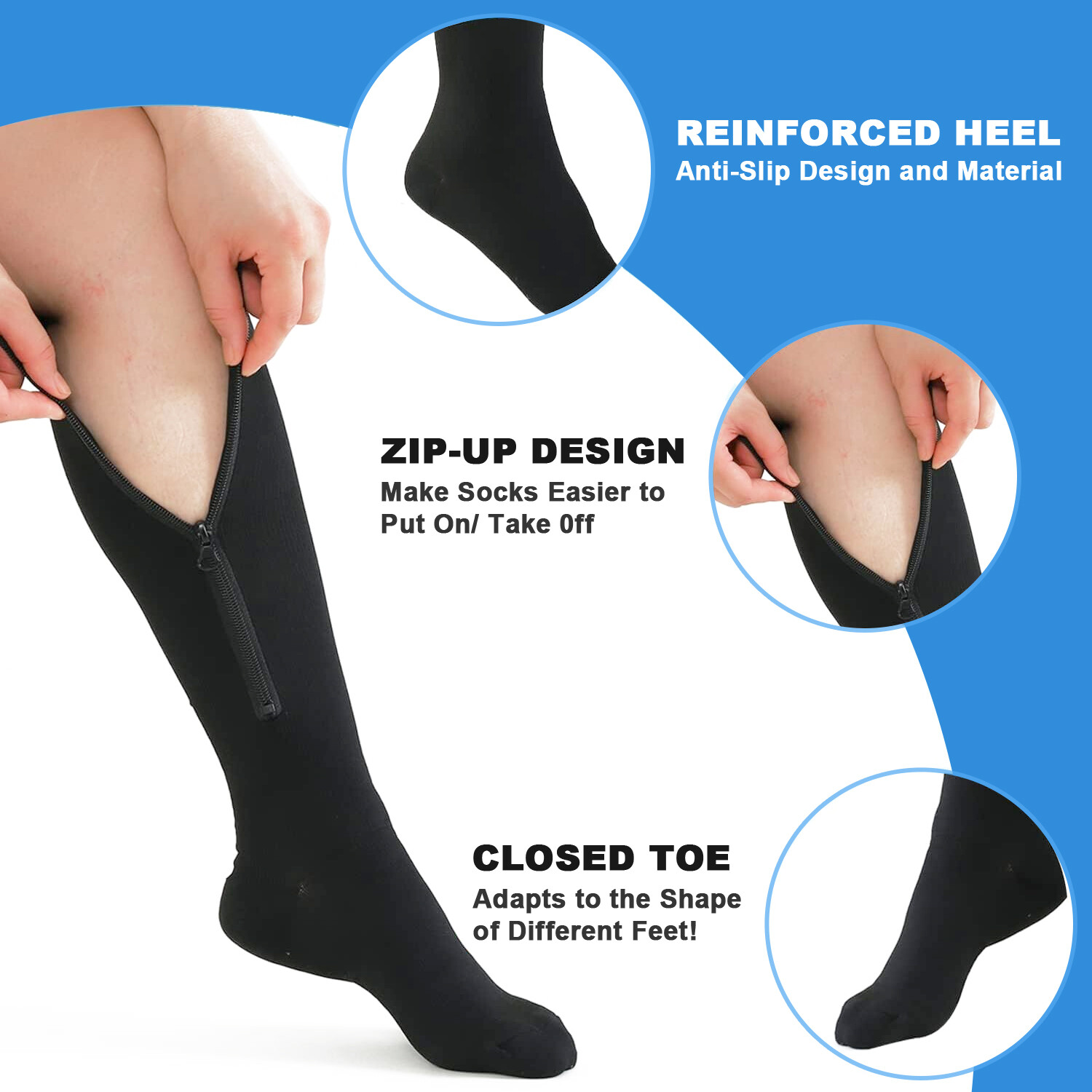 3 Pares Medias Calcetines De Compresion Mujeres Best – 20-30Mmhg Para Hombres Y