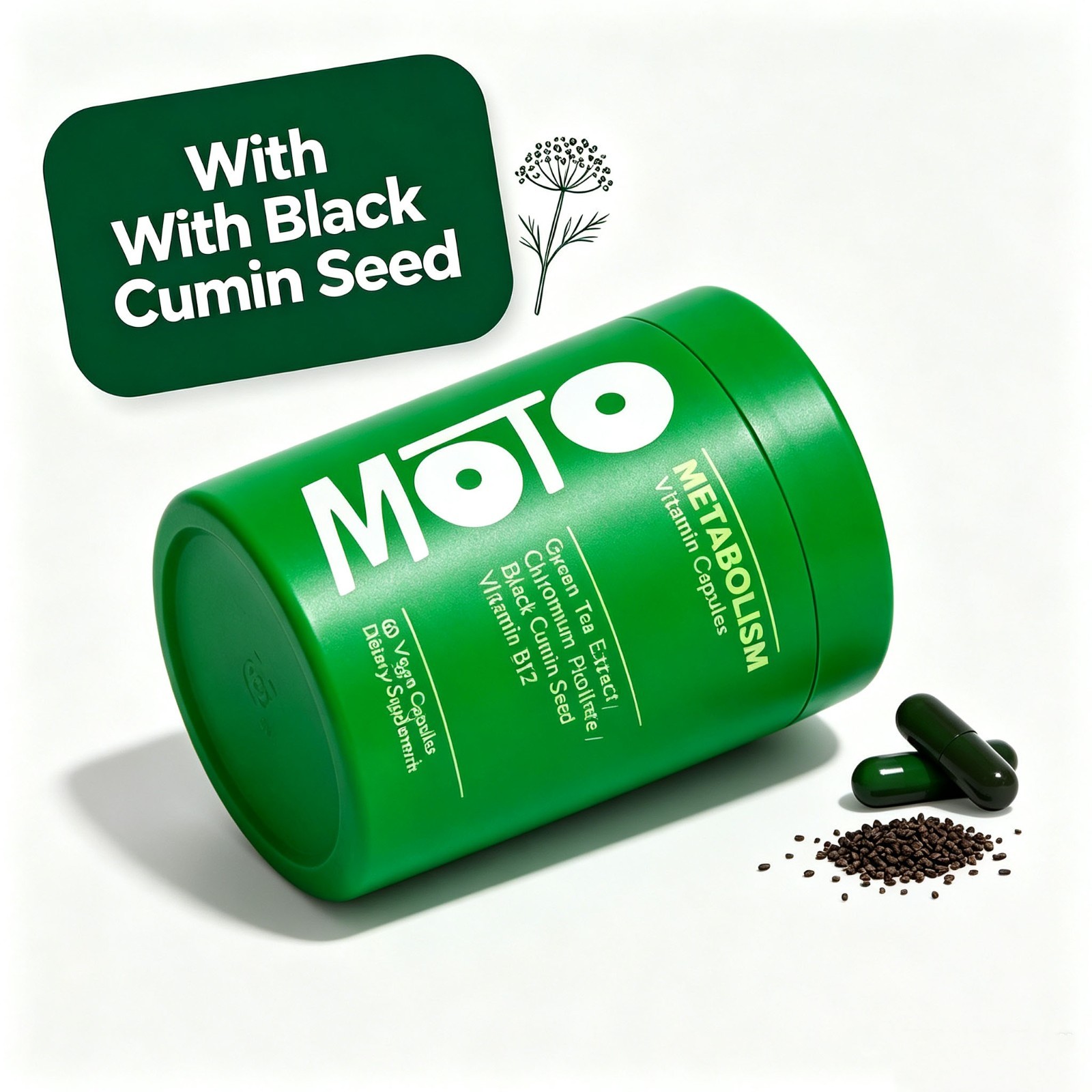 Black Cumin Seed Green Tea EGCG Metabolic Health Formula Chromium B12 60ct