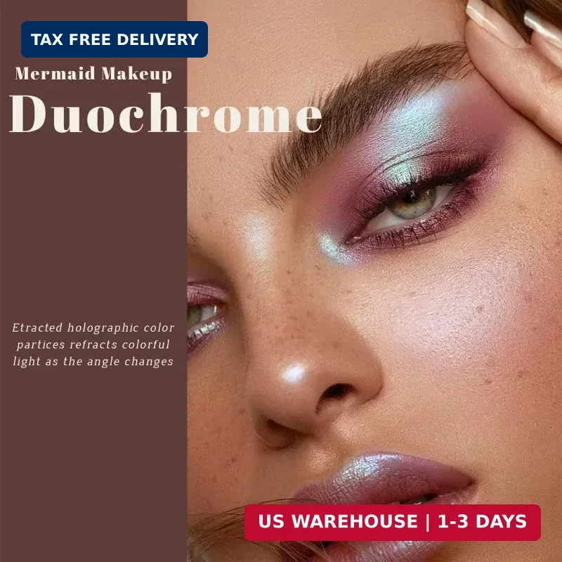 Noerrors Duochrome Plum Mauve Green Blue Glitter Eyeshadow Palette, Holographic
