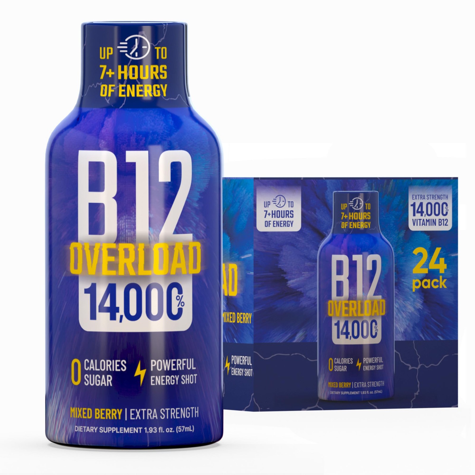 B12 Overload Extra Strength Energy Shot – Mixed Berry– 260mg Caffeine, 14000% B1