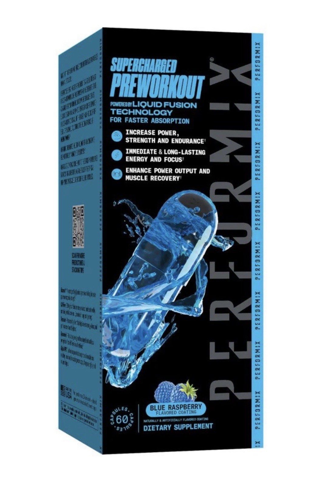 Performix Supercharged Preworkout Blue Raspberry 60 Capsules New