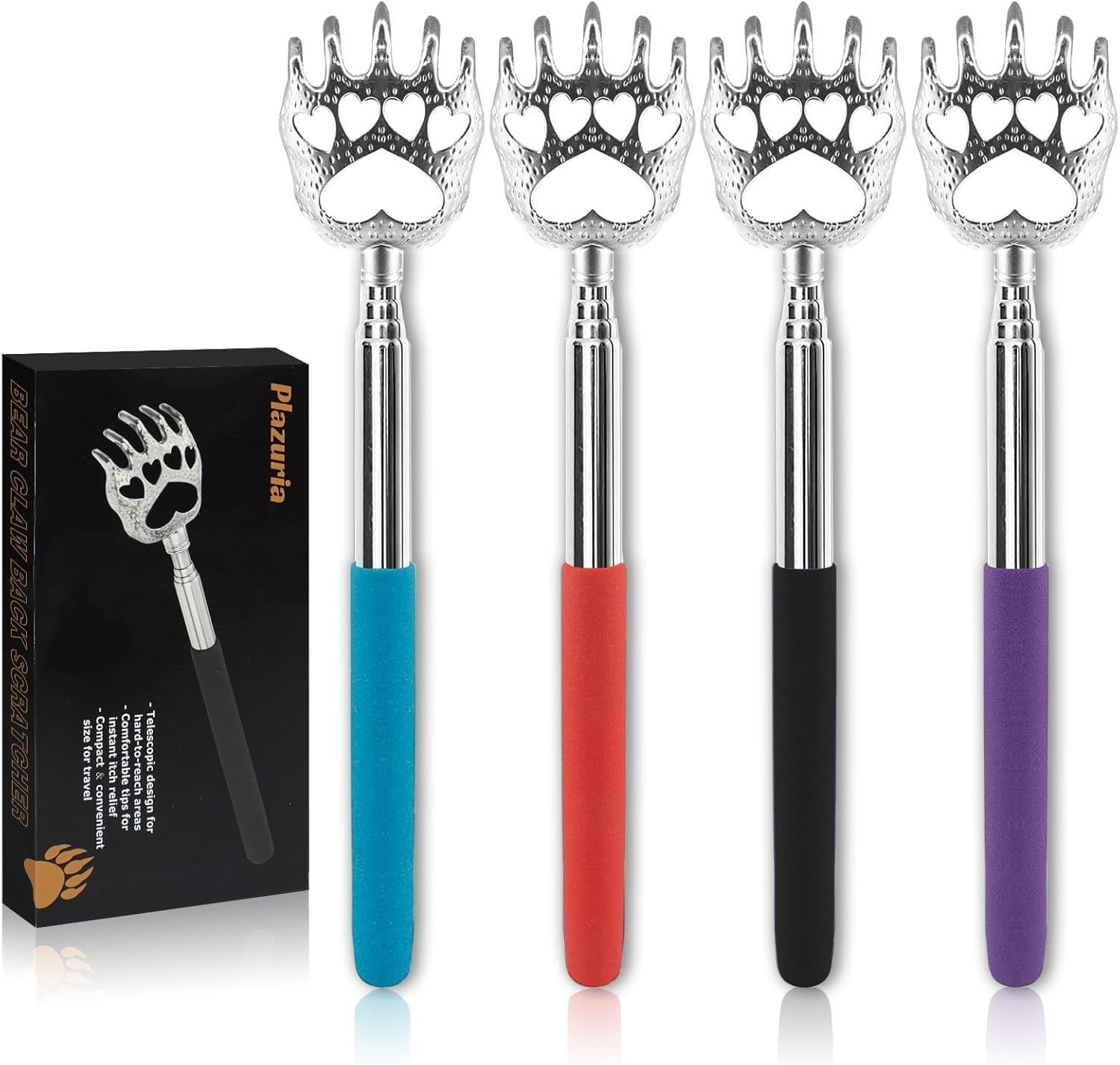 Ultimate Stress Relief with 4-Pack Extendable Back Scratchers – Family Essential