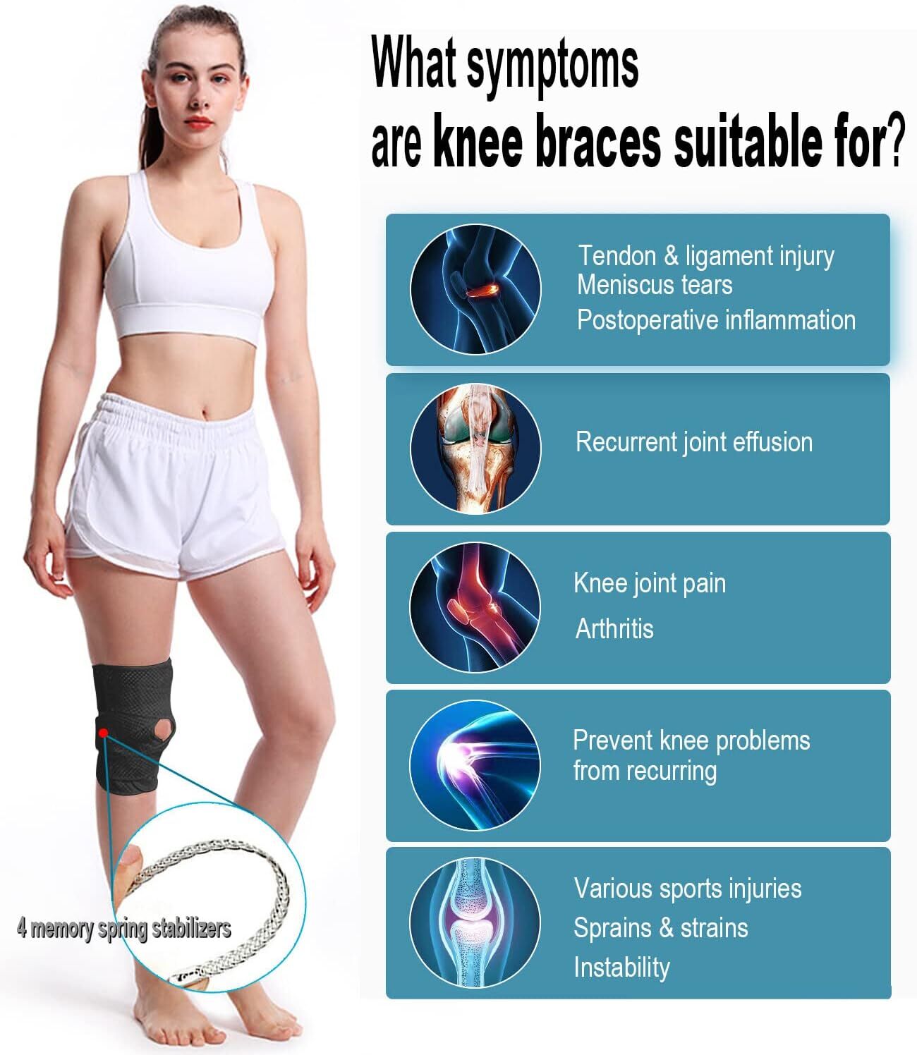 Knee Sleeve Compression Brace Meniscus Sport Joint Support Pain Arthritis Relief