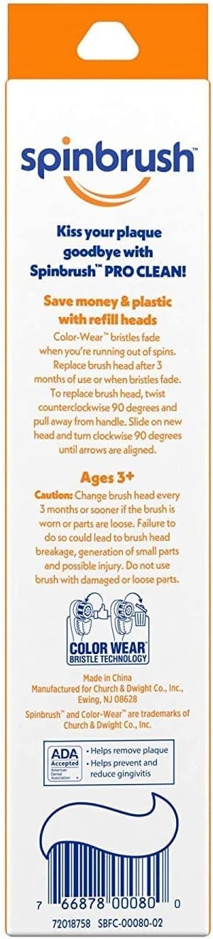 Spinbrush Pro Series Clean Replacement Brush Heads 6ct Soft Bristle