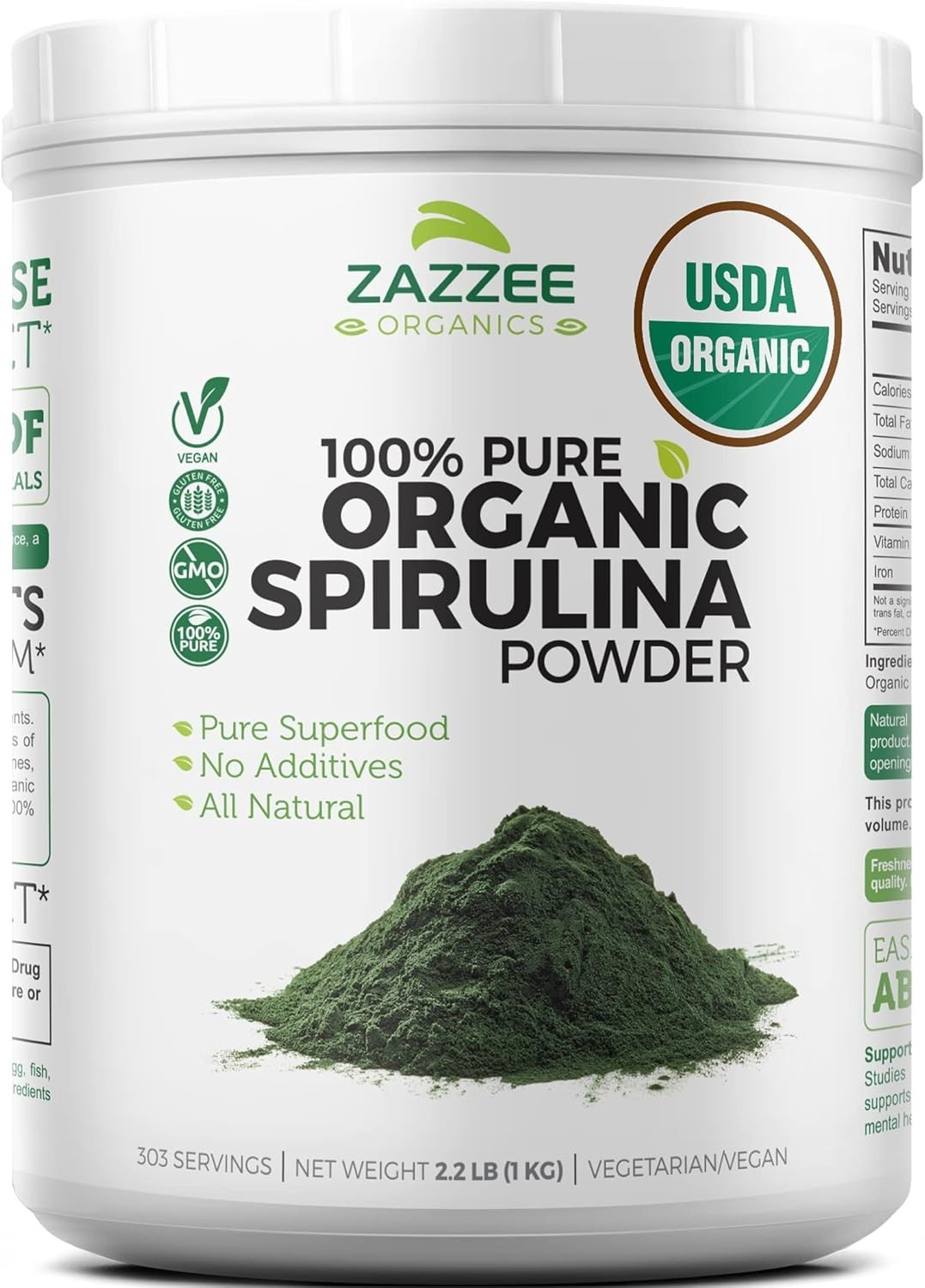 2.2 Pounds USDA Certified Organic Spirulina Powder – Energy Boosting Superfood