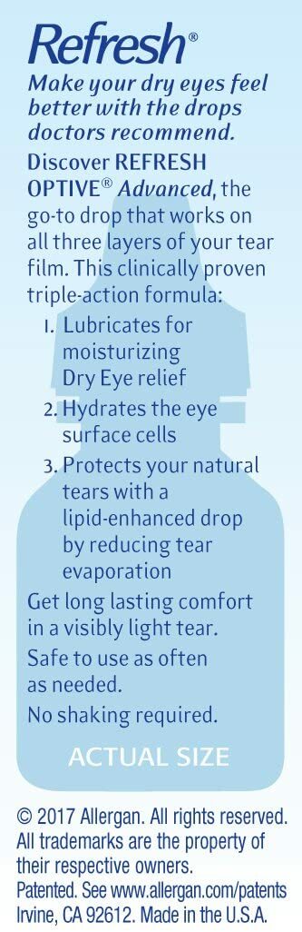 Refresh Optive Advanced Lubricant Eye Drops, 10mL 1/3 FL OZ